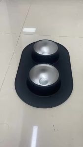 ชามสเตนเลสไม่ลื่นกันปลายป้องกันการรั่วไหลสุนัขดื่มชามอาหารซิลิโคนชามคู่สัตว์เลี้ยงไม่ให้สุนัขชามคู่