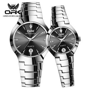 OPK Couple Watch Gold Quartz Black and Silver Stainless Steel Watches For Men And Women Woman Waterproof Original
