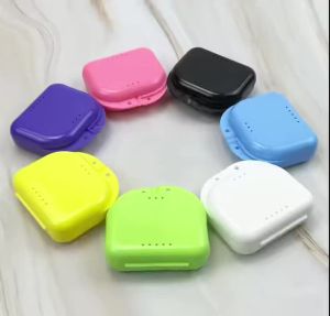 50pcs Denture Storage Oral Hygiene Dental Appliance Case Denture Tray Dental Orthodontic Braces Retainer Case with Vent Holes