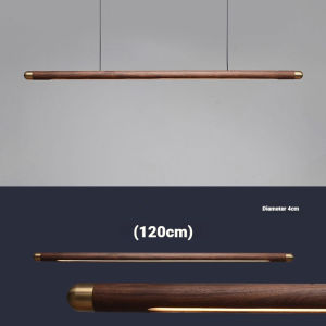 Log Style 1.2m Pendant Light Black Walnut Wood LED Hanging Lamp Minimalist Linear Light for Dining Room Bar