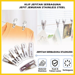 Klip Jepitan Serbaguna Bahan Stainless Steel Penjepit Jemuran Baju Kaos Kaki Pakaian Dalam Laundry Clip Pin Jepit Untuk Snack Makanan Foto Gambar Dekorasi Dinding - GP Mall