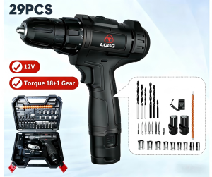 [29PCS/Set] 12V Double Speed Li-ion Battery Rechargeable Cordless Drill Driver