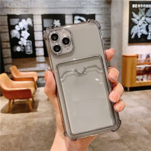 For Samsung Galaxy A54 A34 A13 A14 A23 A53 A73 A03 A12 A50 A50S A30S A52 A52s 5G With Wallet Clip Card Holder Shockproof Cover Silicone Transparent Phone Case Casing