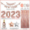 JOYMEMO 2024 Happy New Year Decorations 2024 Kit Rose Gold New Year Party Supplies Celebration Happy New Year Banner Number 2024 Balloons Tinsel Backdrop Curtain. 