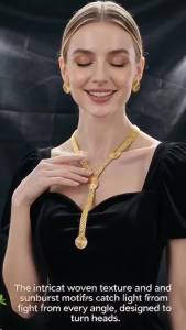 Sheet gold imitation gold necklace bracelet and earrings three-piece fashion jewelry set Dubai India Jewelry