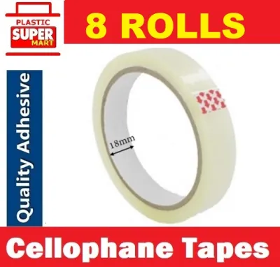 [18mm x 8 Rolls | 16 Rolls or 24mm x 6 Rolls | 24mm x 12 Rolls ] Transparent Clear Cello Adhesive OPP Tapes Masking Tapes Box Carton Packaging Sealing Adhesive Cellophane Tape Stationery 18mm Tapes