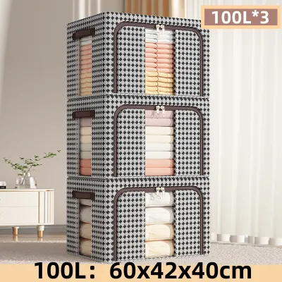 tahan air storage box 66/100L Lipat kotak penyimpanan pakaian serbaguna mainan box baju besar organizer