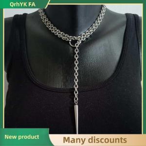 🔔🔔🔔QA Punk Stud Necklace Gothic Jewelry Bat Exaggeration Y2k O-ring Design Trendy Choker For Women Man