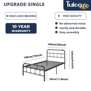 Tulogco Metal bed frame European style Strong and high load-bearing capacity iron bed frame Single/Double/Queen/King