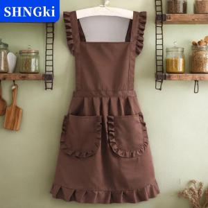 [COD] 🔥🔥🔥SHNGki 1 cái phong cách thời trang Hàn Quốc tạp dề công chúa tạp dề vải không thấm nước ăn tạp dề với túi Polyester Tạp dề cho phụ nữ