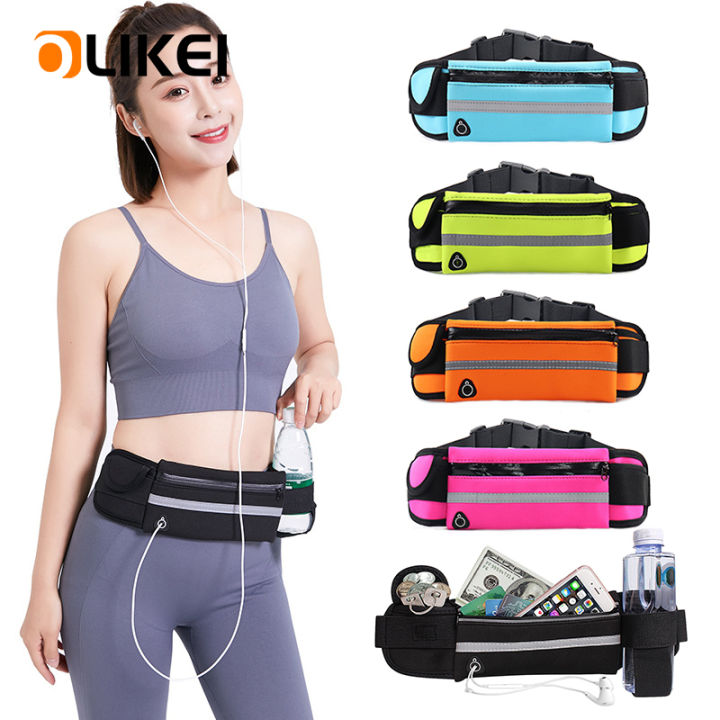 OLIKEI Waterproof Running Waist Bag with Water Bottle Holder Sport Belt ...