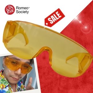 แว่นกันน้ำ CGRS110 แว่นสงกรานต์ป้องกันแสงฝุ่น แว่นตาเลนส์ใส (สีส้ม) แว่นผู้ชาย ใส่แล้วเท่ ดูดี