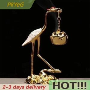 PkYeG Crane Incense Burner Holder Stove Lotus Incense Burner Antique Alloy Lotus Hanging Stove Tea Ceremony Craft Household Decoration