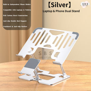 🌟SG STOCK🌟Laptop Cooling Stand with Fans 2-in-1 Laptop Riser with Phone Holder Adjustable Ergonomic Laptop Stand