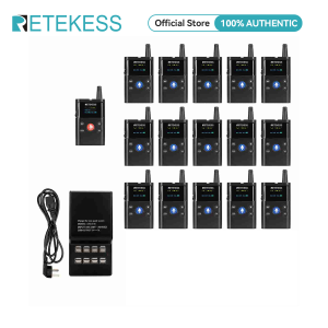 Retekess TT126 Two-Way Tour Guide System Church Translation System280m/918ft Universal left and right earphones Translation Equipment for Church Hajj and Umrah