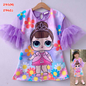 2-8ขวบ เดรส LOL ระบายแขนแมงกะพรุน 2 ชั้น ชุดเด็กผู้หญิง เดรสเด็กผู้หญิง เสื้อผ้าเด็กผู้หญิง ชุดเด็กผญ เสื้อผ้าเด็กผญ [295]