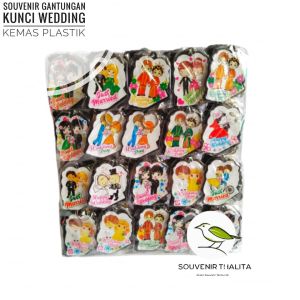 Souvenir Pernikahan Gantungan Kunci Pengantsin Kemas Plastik Isi 100 Pcs