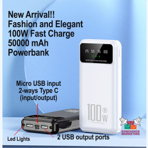 100W Fast Charging 50000mah PD 20W Type C – Type C Charger Power Bank Bright LED emergency Torch Light (Model: KJ-70)