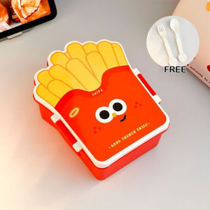 Cartoon Hamburger Lunch Box Divided French Fries Lunch Bento Box Salad Fruit Box Student Supplies