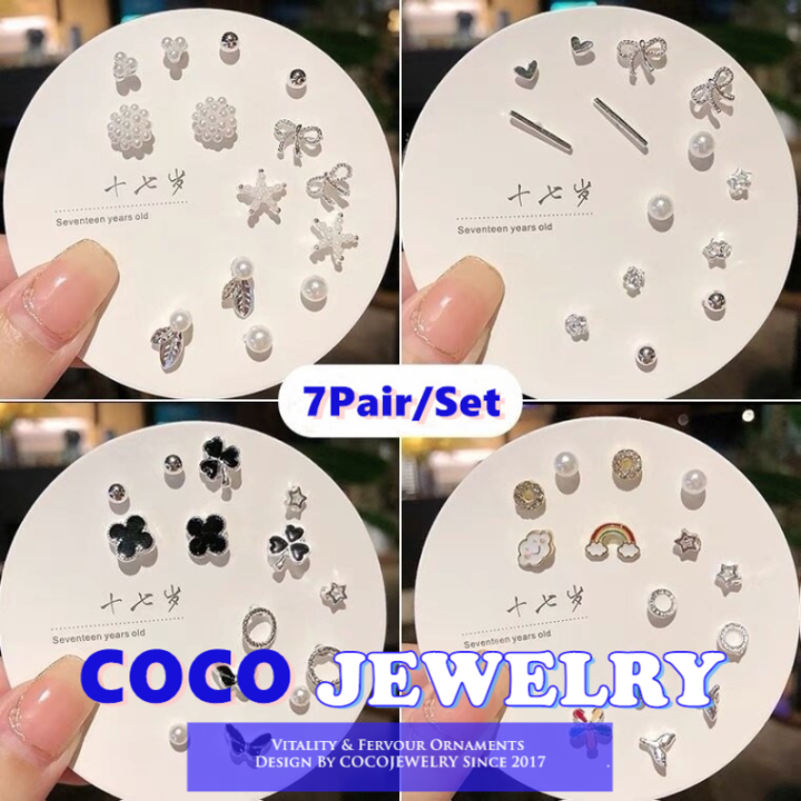 COCOJEWELRY Ins Exquisite Earrings Set S925 Silver Needle Korean ...