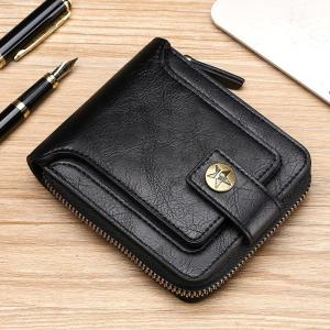 VOLUNTEER PU Leather Short Wallet W/ Multifunct Zipper Credit Card Holders AB2023