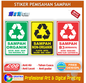 Stiker pemisahan sampah organik non organik B3 bahan berbahaya sticker kotak sampah khusus