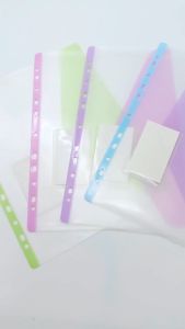 Long/A4 File Bag Loose Leaf Transparent Data Book 11Hole File Organizer Mixed Color Binder Pouch Set