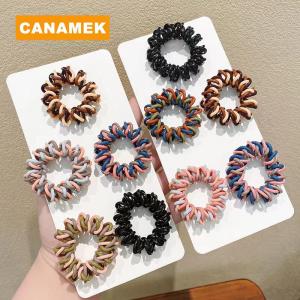 【CANAMEK】 Fashion Simple Elastic Hair Bands Casual Girl Spiral Hair Ties Colorful Rubber Telephone Cord Scrunchies Hair Accessories