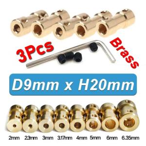 3Pcs Motor Shaft Coupling 2mm 2.3mm 3mm~6mm Coupler Connector Sleeve Adapter Brass Transmission Joint for RC Boat Car Airplane