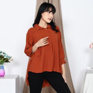 Karlita Blosue Lengan Balon / Kemeja Wanita Premium Crinkle / Kemeja Wanita Pinguin / Atasan Wanita Polos / Kemeja Lengan Pendek