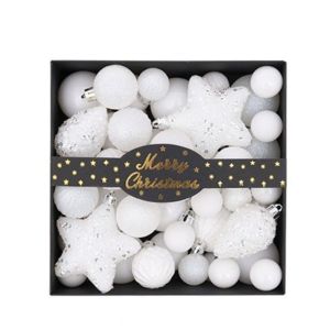 GENENIC 50Pcs/Set Chống vỡ Bộ dây chuyền hình quả bóng Giáng sinh Ngôi sao Nhựa Quả cầu trang trí treo trên cây thông Noel. Chúc mừng Giáng sinh. Lấp lánh Trang trí cây thông Noel Tiệc Giáng sinh