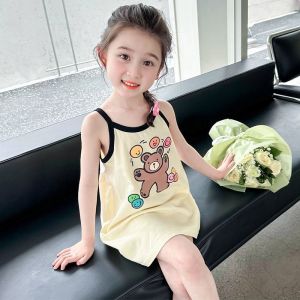 pandu ชุดเด็กผู้หญิง เสื้อผ้าฤดูร้อน ชุดเด็กผู้หญิง ชุดเดรสเอี๊ยม ชุดเดรสเสื้อกั๊ก