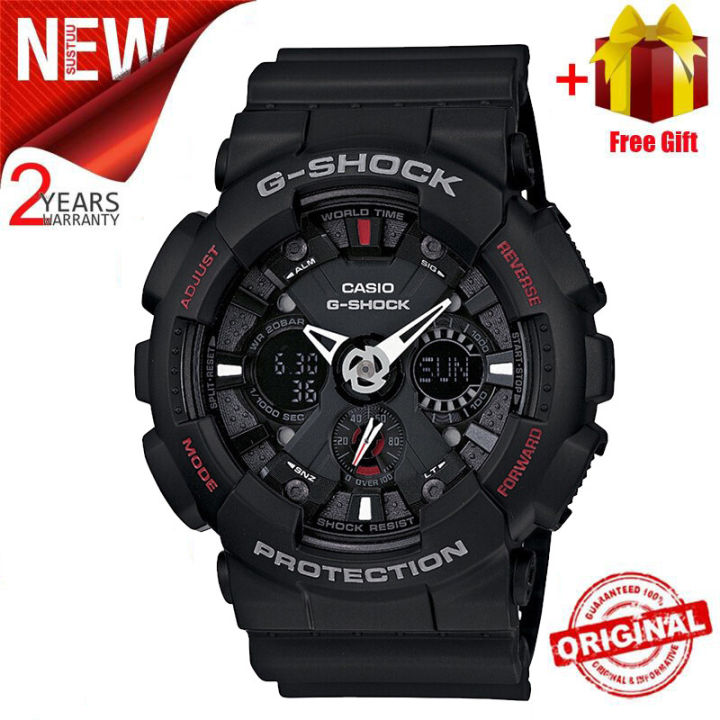 G Shock GA 120 1ADR Black Resin Strap Shock Resistant 200 Meter World Time Watch Automatic raise hand light Lazada PH