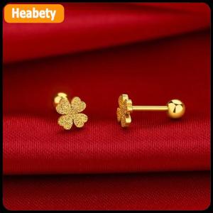 【2-3 ngày giao hàng】 2pcs thời trang thép không gỉ Frosted bốn lá cỏ ba lá Stud Bông tai cho phụ nữ không gây dị ứng vít sụn Helix Bông tai Quà Tặng