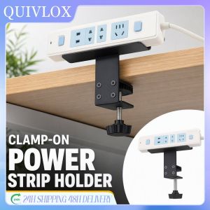 Power Strip Clamp Mount Under Desk Cable Organizer No Drill Adjustable Metal Bracket Space Saving Home Office