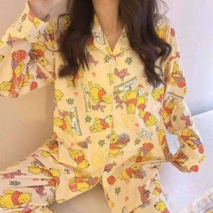 ชุดนอน แขนยาวขายาว ผ้าคอตตอน นิ่มยืด ผ้าไม่หนา ใส่สบาย free size *อกหน้าผ้า 40" เอว 18-30" สะโพกไม่เกิน 40" แขนขาว 20" กางเกงยาว 35"*