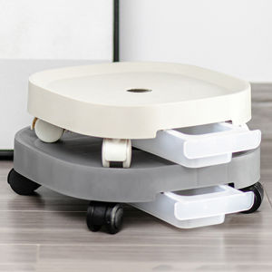 14inch White Garden Stand Plant Flower Pot Rack Planter Caddies Round Caster With Wheels Thickened Tray Mobile For Gardens