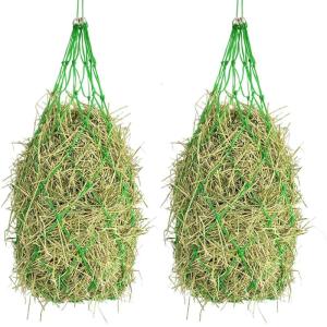 2pcs Slow Feed Horse Goat Hays Net 40Inch Durable Design Metal Fasteners Reduce Waste