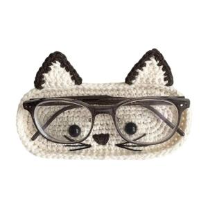 Handmade Crochet Cute Animal Theme Glasses Holder Eyeglass Protective Storage Tray for Home Desk Eyewear Organizers Gift