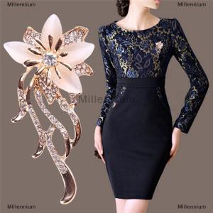 [COD] Millennium Opal Flower Brooch Rhinestone Brooch Pin Wedding Party Women Jewelry