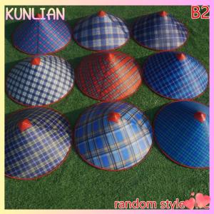 [KUNLIAN] Cone Hat Retro Bamboo Rattan Fisherman Hat Handmade Weave Straw Bucket Hat Rain Dance Props Cone Sunshade Hat Plastic Bamboo Hat