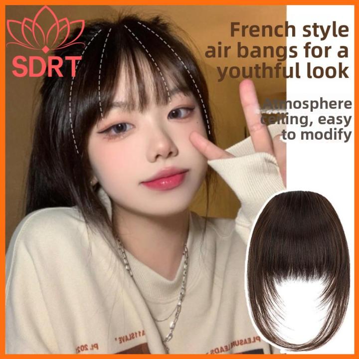 Sdrt Rounded SDRT วัสดุสังเคราะห์ วิกผมหน้าม้า ดำ น้ำตาล ธรรมชาติ แฮร์พีซผมหน้าม้า ...