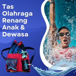 Dry Bag Baju Renang Selam Tas Renang Jaring Biru Multifungsi Anak Dewasa Tas Peralatan Renang Kolam & Pantai Merah