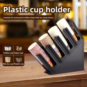 JACIRCLE Matibay Plastic Paper Cup Holder Cup Storage Rack Cup Lid Organizer Multi Compartment Adjustable Angle Easy To Clean Weather Resistant Sulit For Milk Tea Shop Coffee Shop Home Kitchen Convenience Store