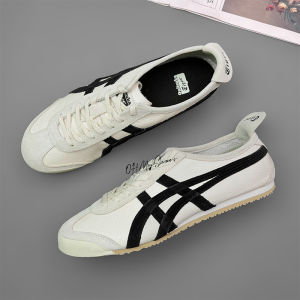 Original Tiger Shoes Classic Beige/black MEXICO66 Low Top Lychee Pattern Retro Mens Shoes and Womens Shoes 1183B391-200 Non-slip Wear Resistant Comfortable Casual Sports Shoes