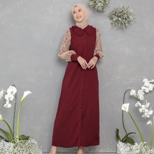 SENNA STORE Andini Maxy Dress Gamis Wanita Viral 2024 Bahan Crepe Mix Brukat Nyaman Adem Busui Viral
