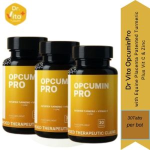 Dr Vita OPCUMIN PRO (NEW PACKAGING) with Equine Placenta Patented Turmeric Plus Vit C & Zinc Fights Cancer Cells 30tabsx700mg/bot