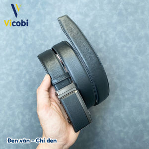 Dây thắt lưng nam da bò Vicobi TLE9 dây lưng khóa tự động bản 35cm