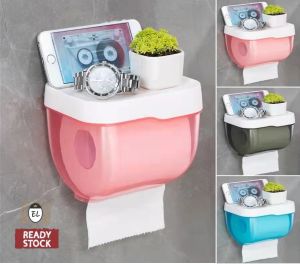Wall-mounted Tissue Holder🔥Ready Stock🔥Toilet Paper Roll Cover Box Waterproof Bathroom / Kotak Tisu Tandas 壁挂厕纸盒