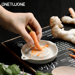 Onetwone Porcelain Grater Plate เซรามิคสีขาว เครื่องบดอเนก สำหรับผักผลไม้ขิงกระเทียมหัวหอม